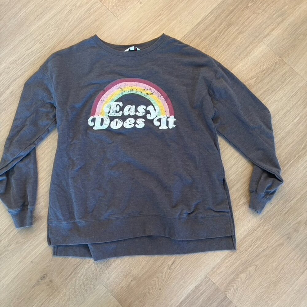 Wildfox Easy Does It Gray Rainbow Sweatshirt Small